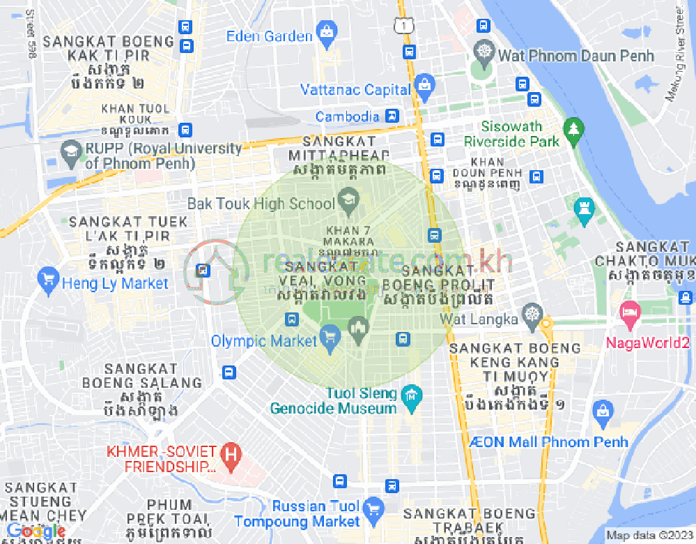 Mapa: Veal Vong, 7 Makara, Phnom Penh