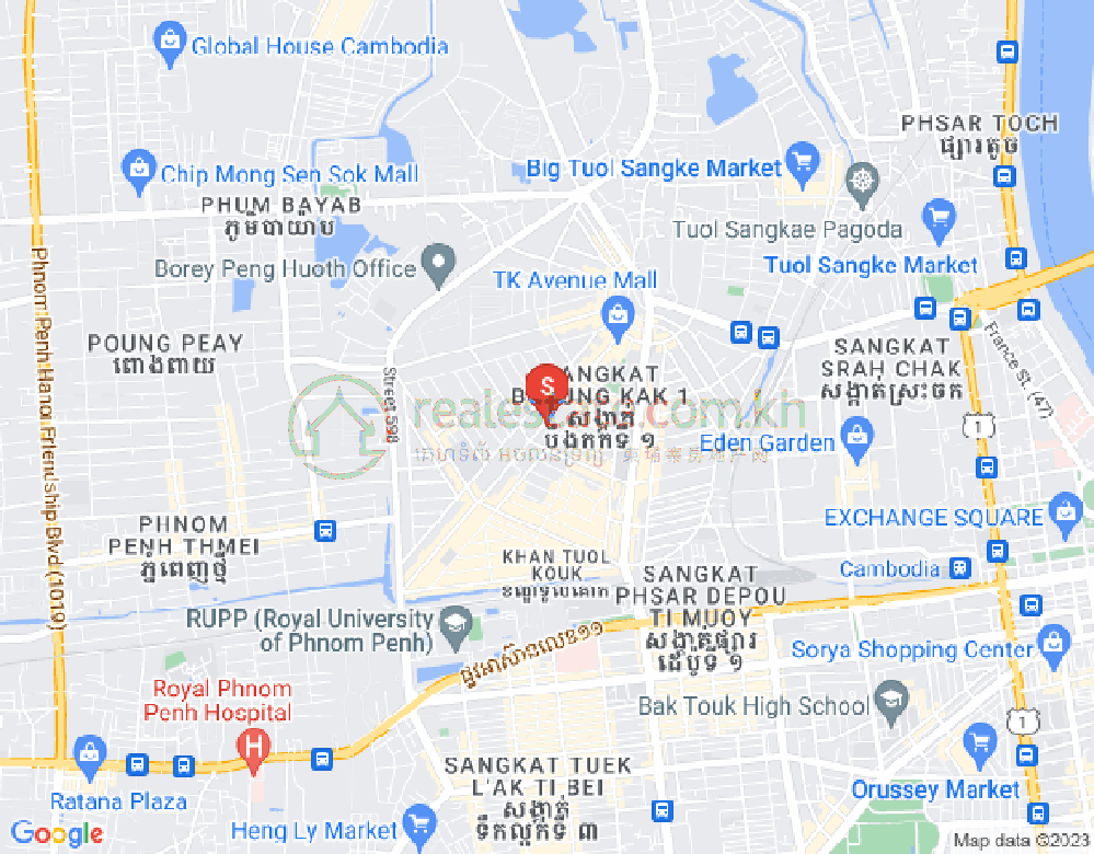 Map of Boeung Kak 1, Toul Kork, Phnom Penh