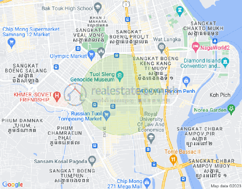 Boeng Reang镇, 隆边区, 金边地图