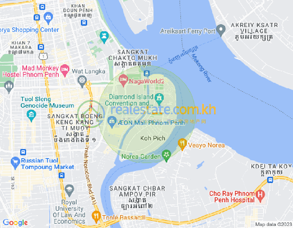 Map of Tonle Bassac, Chamkarmon, Phnom Penh