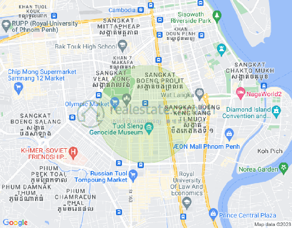 万景岗2分区（BKK2), 波哥堪, 金边地图