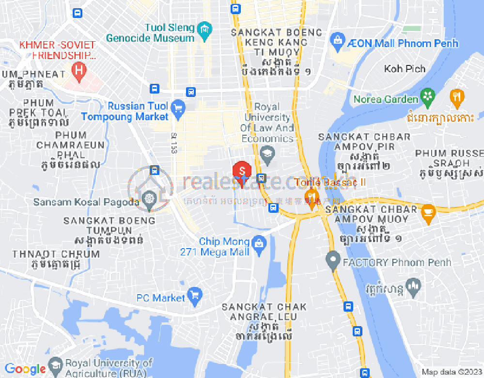 ផែនទី ផ្សារដើមថ្កូវ, ចំការមន, ភ្នំពេញ