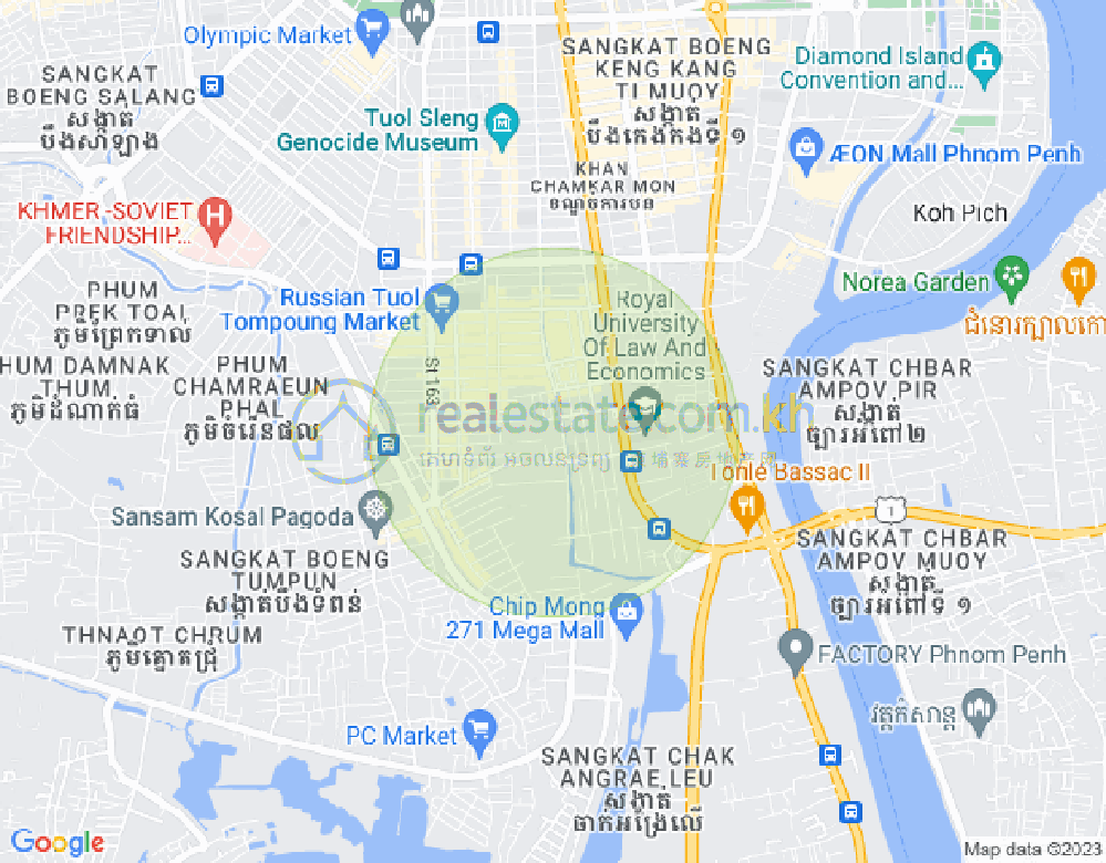 แผนที่ พสาร์เดิมทะกอ, จัมการมอน, พนมเปญ