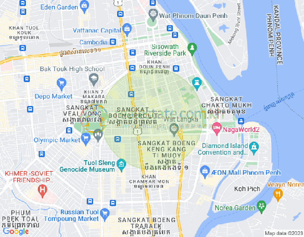 Mapa: Boeng Reang, Daun Penh, Phnom Penh