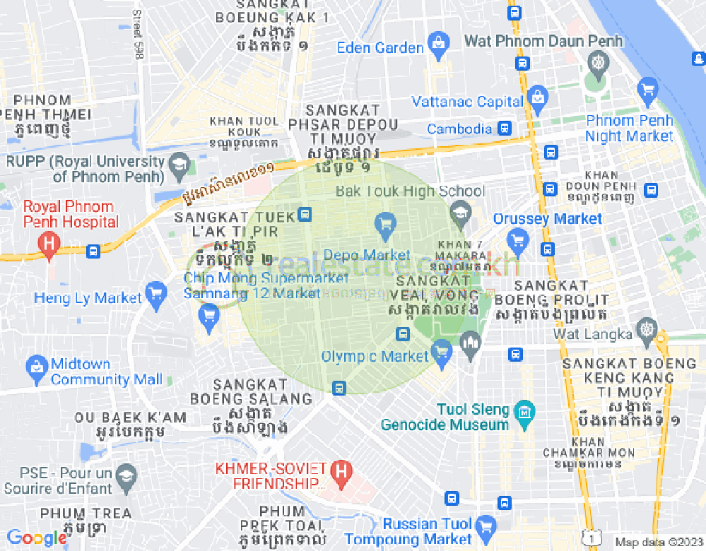 Ou Baek K'am村, 森速区, 金边地图