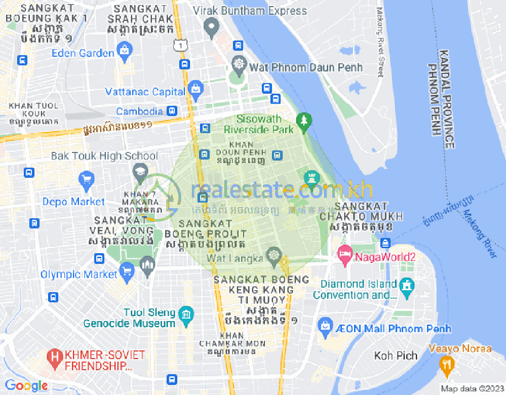 Mapa: Wat Phnom, Daun Penh, Phnom Penh