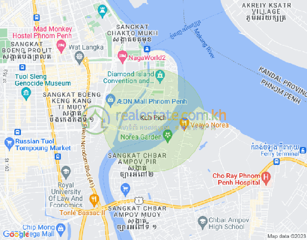 Map of Tonle Bassac, Chamkarmon, Phnom Penh