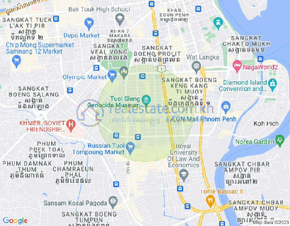 Mapa: Boeung Kak 1, Toul Kork, Phnom Penh