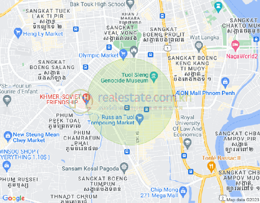 백색하구역, 짬까몬, 프놈펜 지도