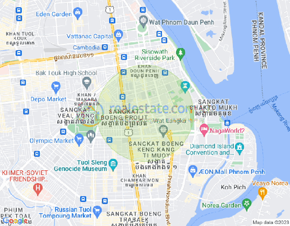 Mapa: Boeng Reang, Daun Penh, Phnom Penh