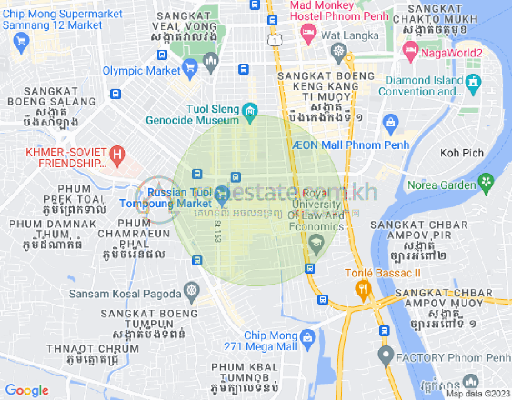 Map of Toul Tum Poung 1, Chamkarmon, Phnom Penh