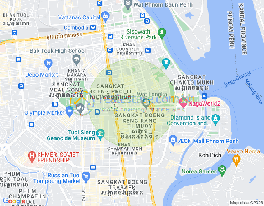 Boeng Reang镇, 隆边区, 金边地图