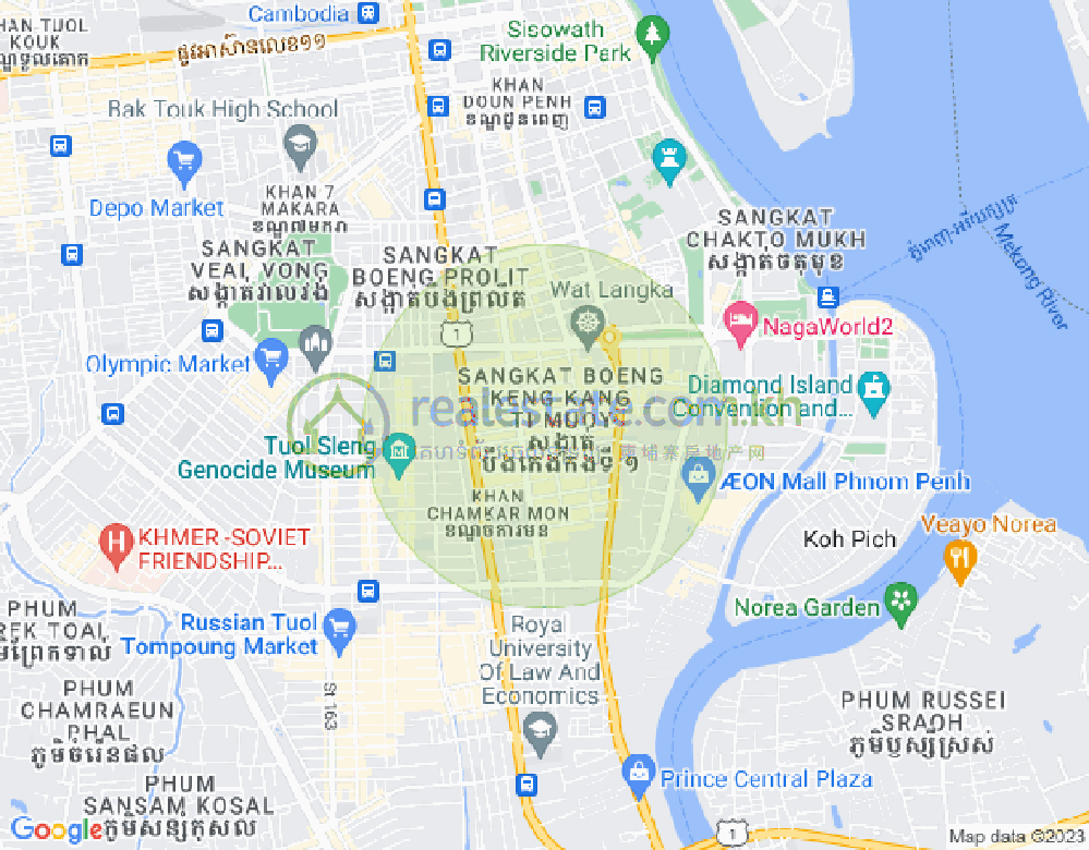 만경강1부구(BKK1), 벙껭깡, 프놈펜 지도