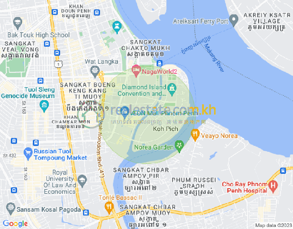 Map of Tonle Bassac, Chamkarmon, Phnom Penh