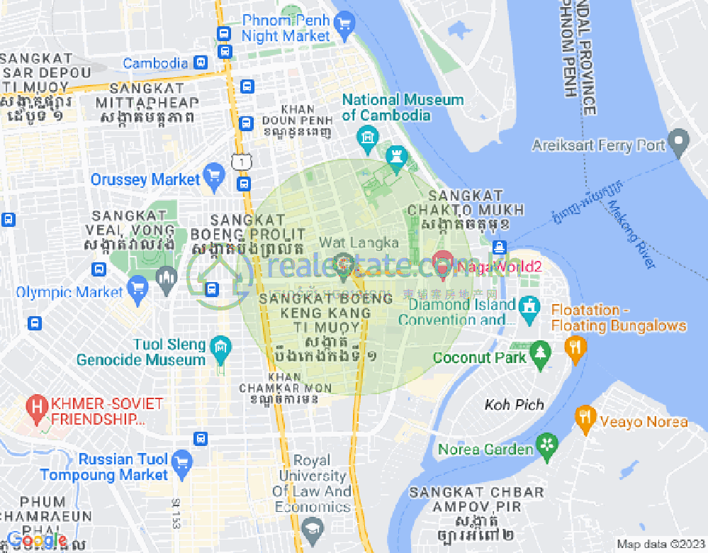 Карта Тонле Бассак, Чамкармон, Пномпень