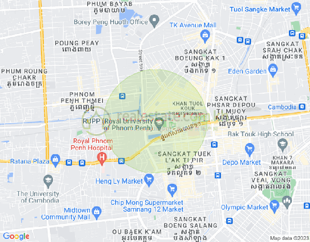 Mapa: Tuek L'ak 2, Toul Kork, Phnom Penh