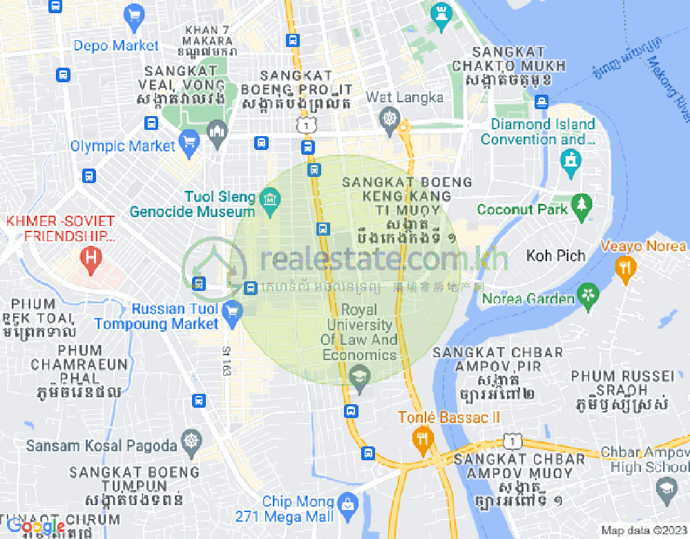 Das, チャクトムク, ドーンペン, プノンペンの地図