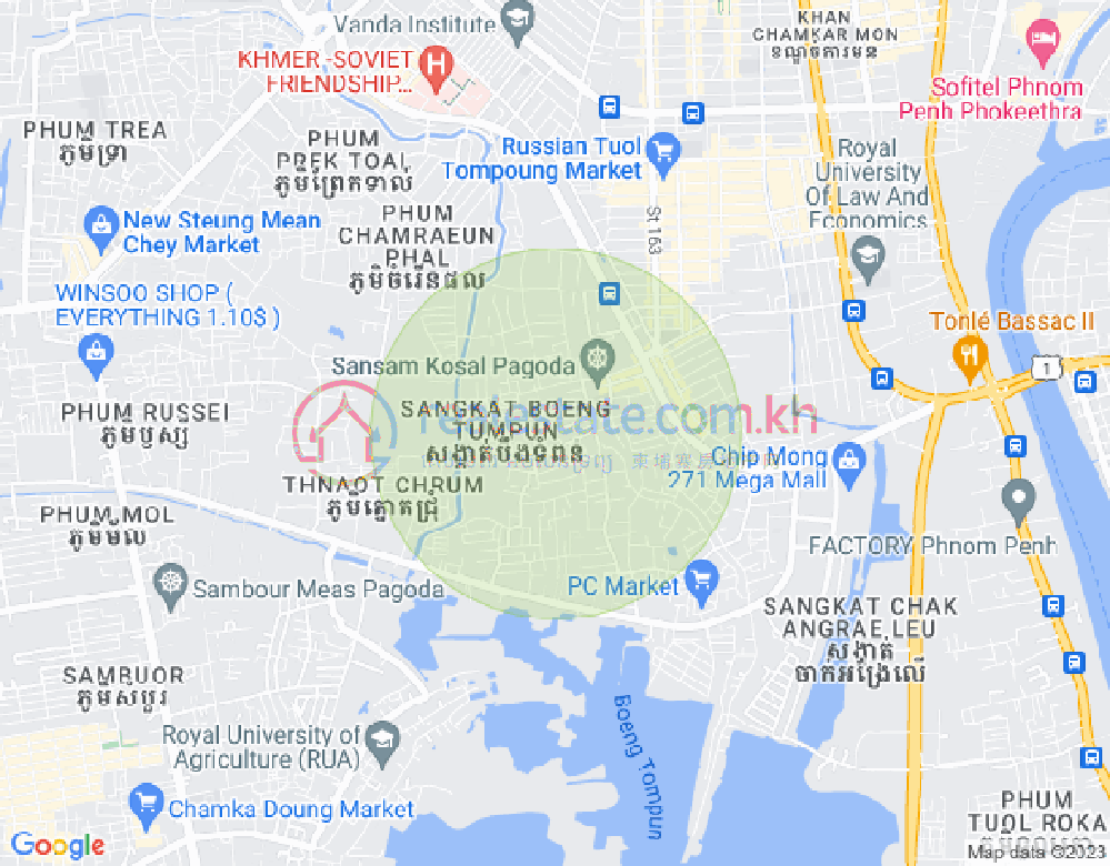Map of Toul Tum Poung 1, Chamkarmon, Phnom Penh