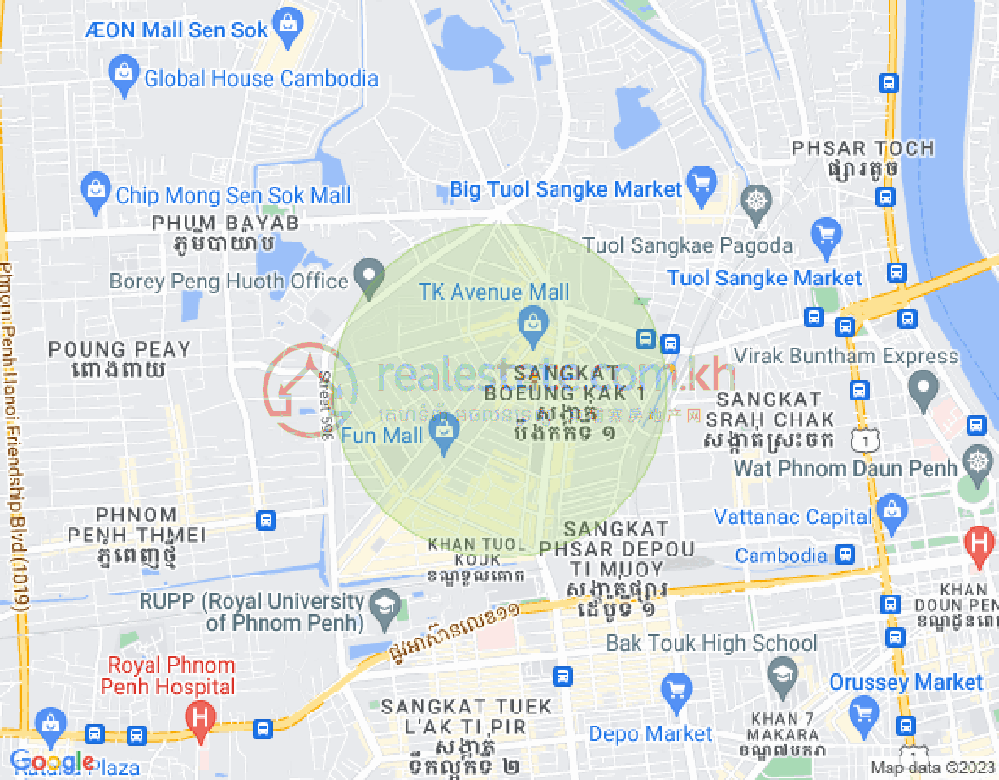万谷湖1分区, 堆谷区, 金边地图
