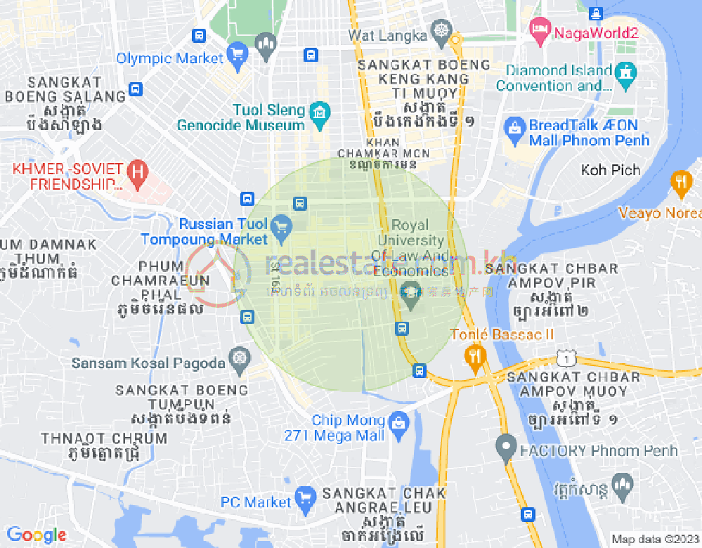 Map of Boeung Trabek, Chamkarmon, Phnom Penh
