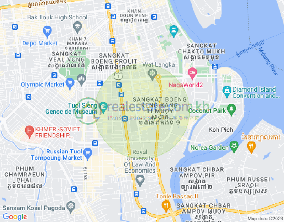 万景岗1分区（BKK1), 波哥堪, 金边地图