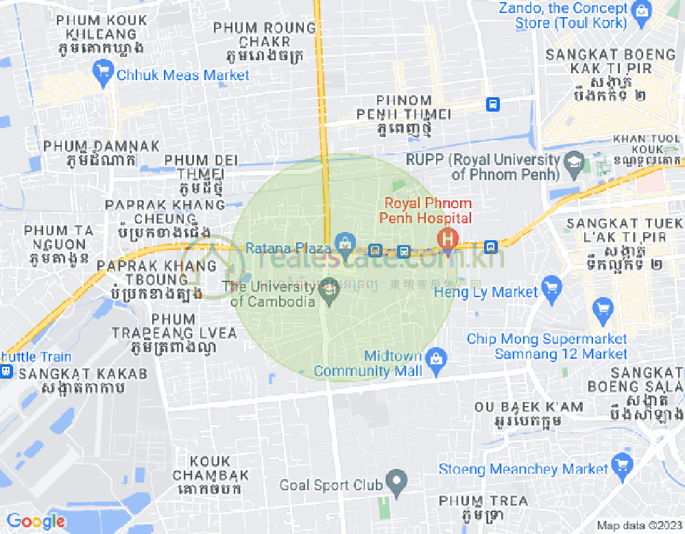 Mapa: Tuek Thla, Sen Sok, Phnom Penh