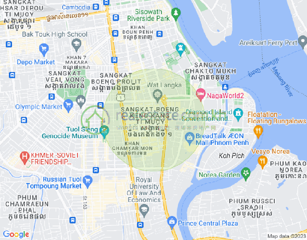 万景岗2分区（BKK2), 波哥堪, 金边地图