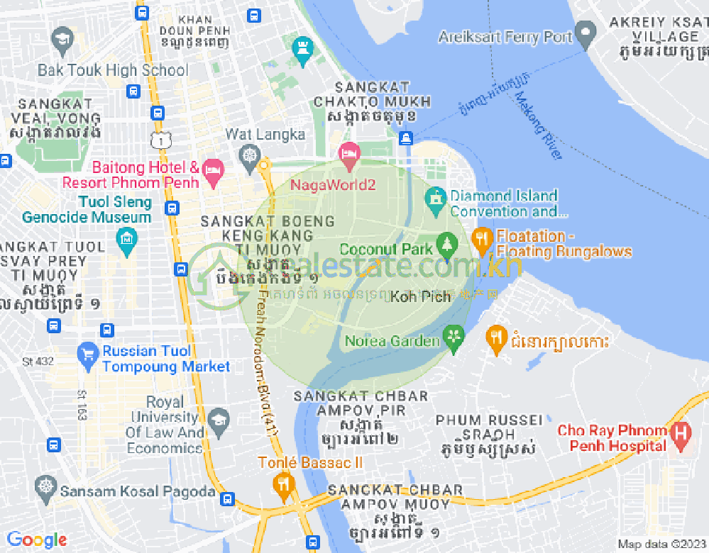 トンレバサック, チャムカモン, プノンペンの地図