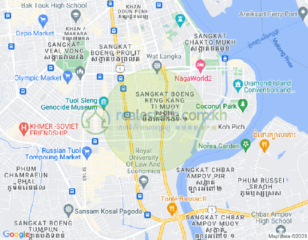 万景岗1分区（BKK1), 波哥堪, 金边地图