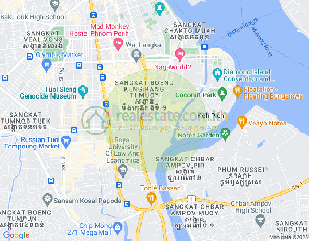 Mapa: Tonle Bassac, Chamkarmon, Phnom Penh