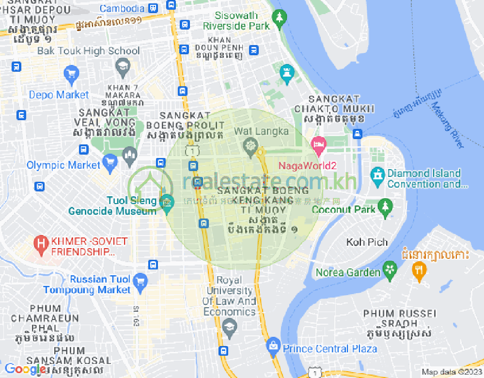 万景岗1分区（BKK1), 波哥堪, 金边地图