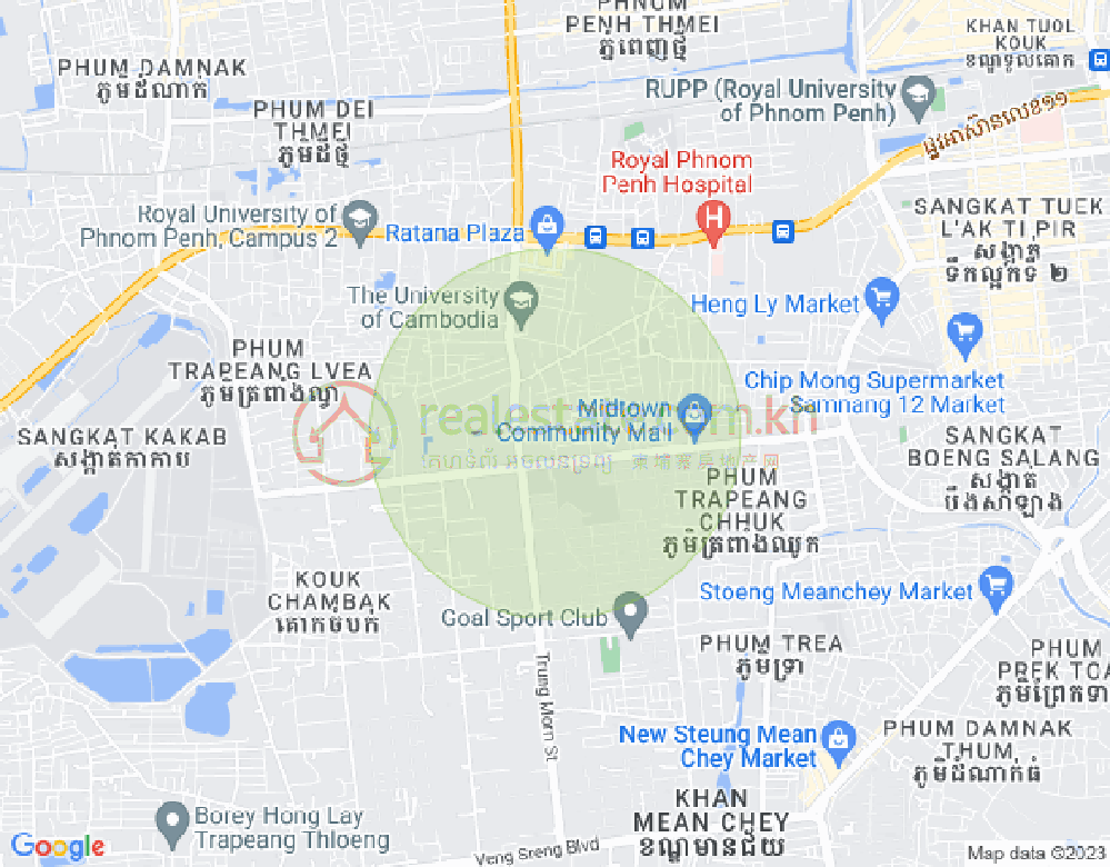 Mapa: Tuek Thla, Sen Sok, Phnom Penh