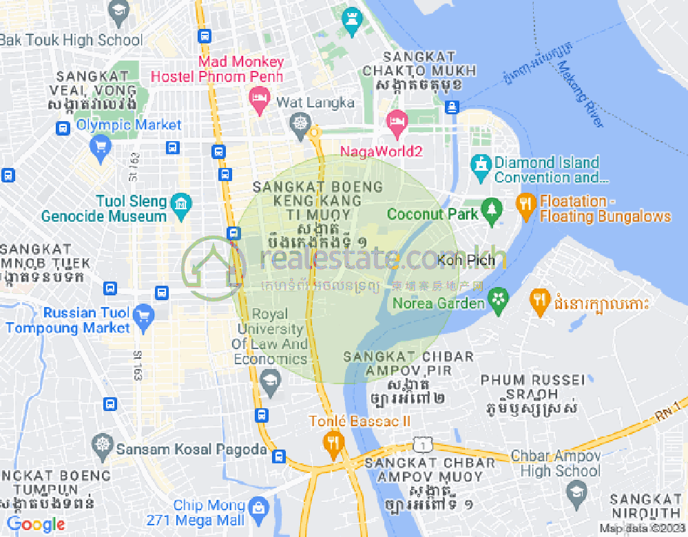 Carte de Tonle Bassac, Chamkarmon, Phnom Penh