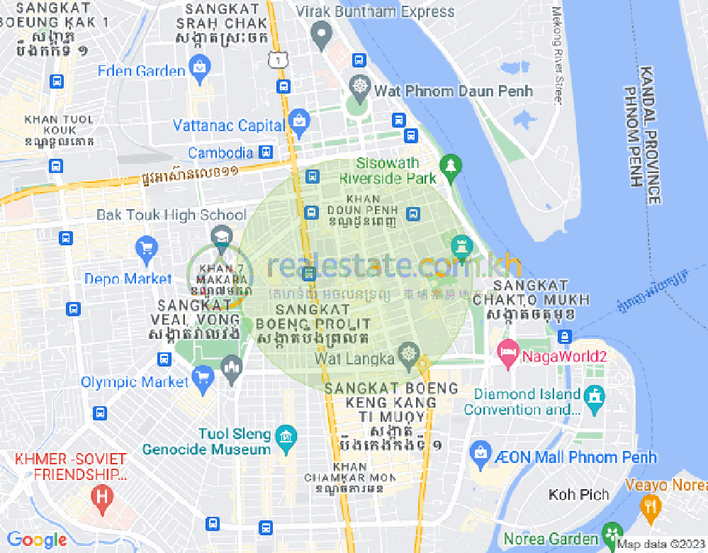 Mapa: Boeng Reang, Daun Penh, Phnom Penh