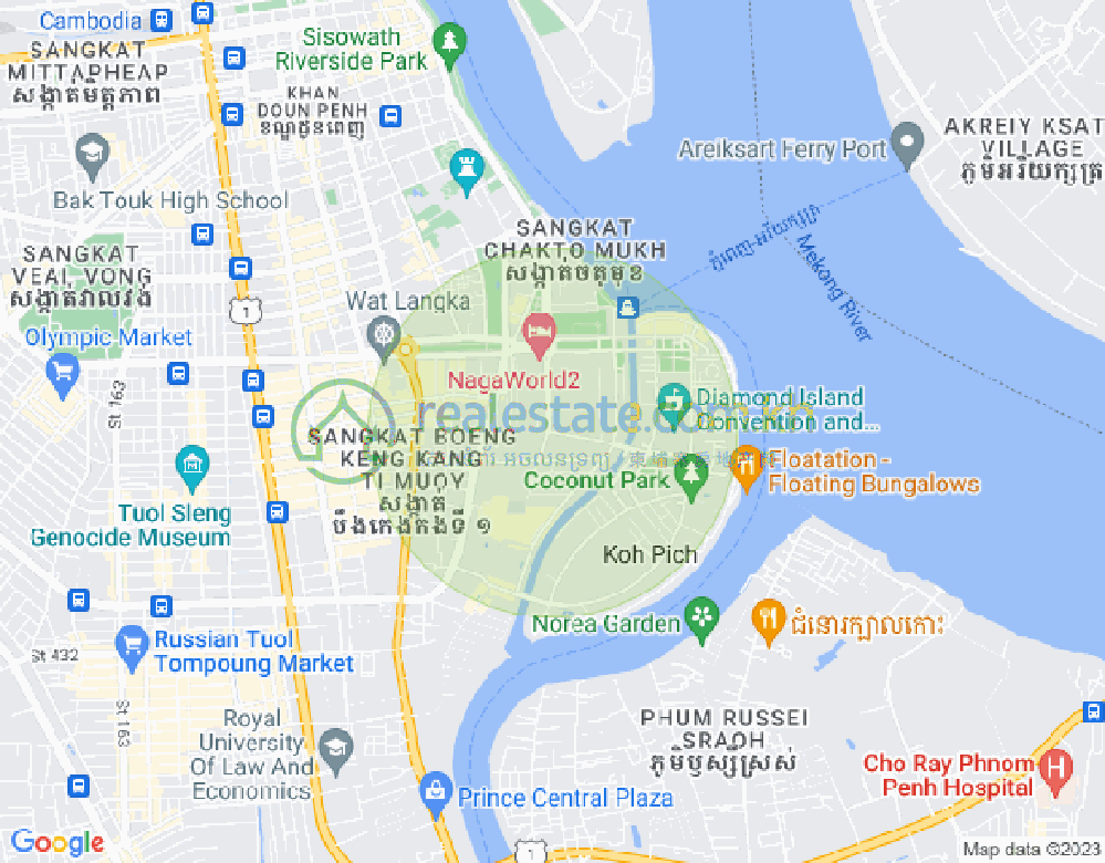 Map of Tonle Bassac, Chamkarmon, Phnom Penh