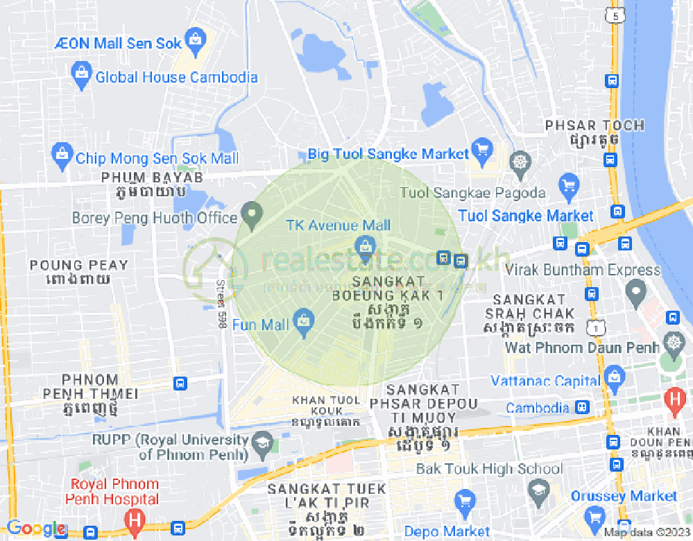 Mapa: Boeung Kak 2, Toul Kork, Phnom Penh
