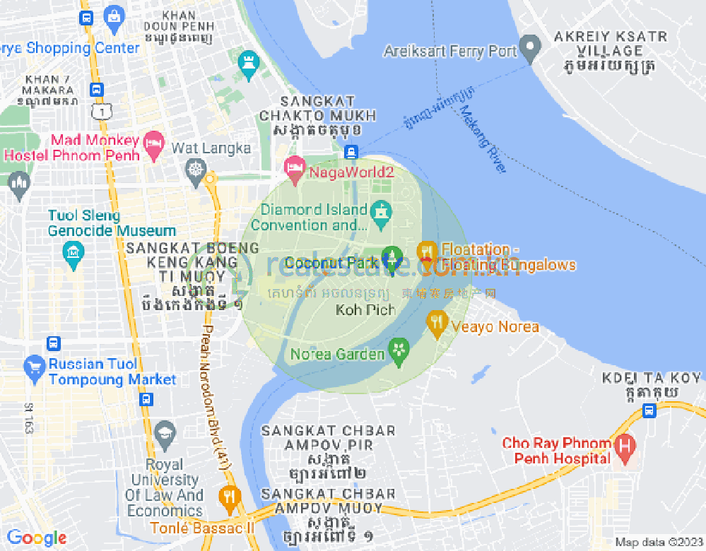 Map of Tonle Bassac, Chamkarmon, Phnom Penh