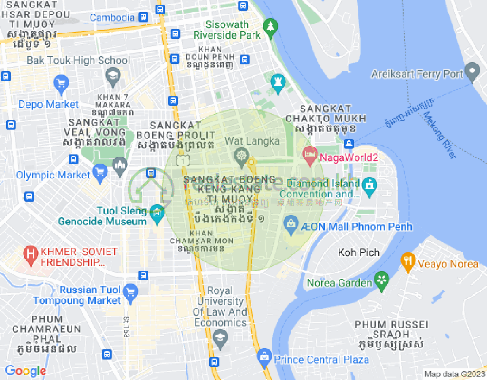 万景岗1分区（BKK1), 波哥堪, 金边地图