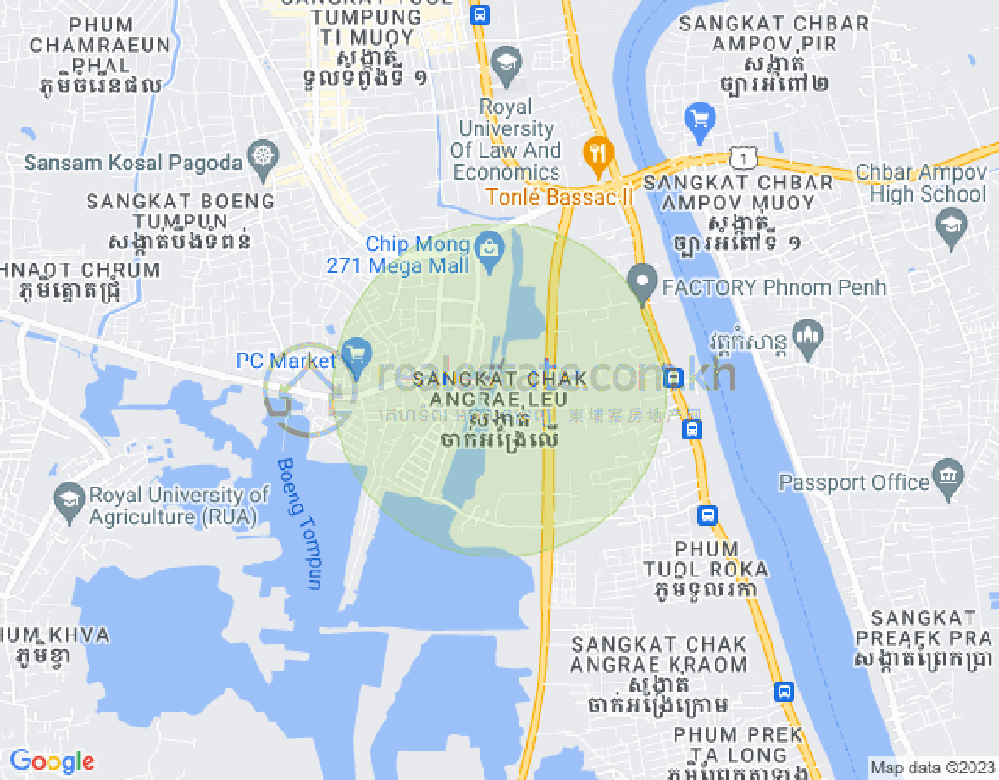 チャクアンラエルー, ミエンチェイ, プノンペンの地図