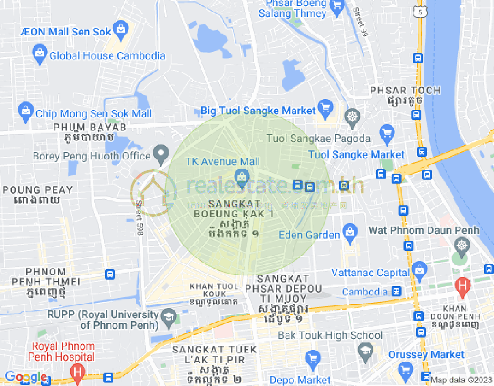 Map of Boeung Kak 1, Toul Kork, Phnom Penh