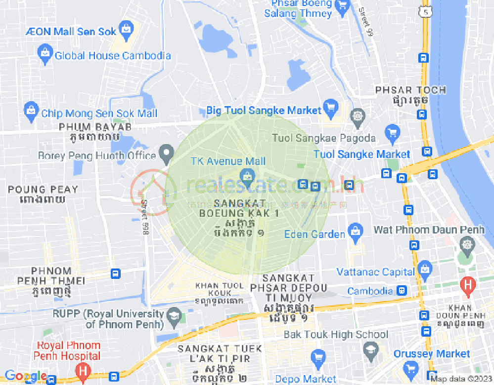 万谷湖1分区, 堆谷区, 金边地图