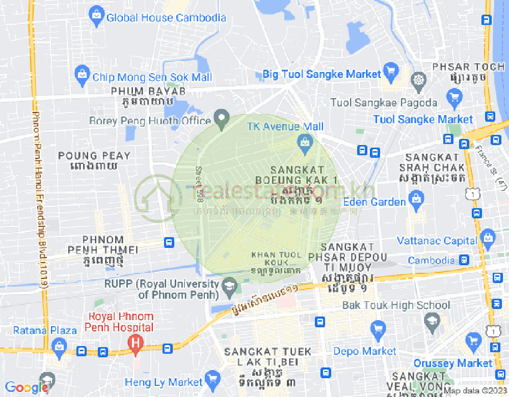 Carte de Boeung Kak 2, Toul Kork, Phnom Penh