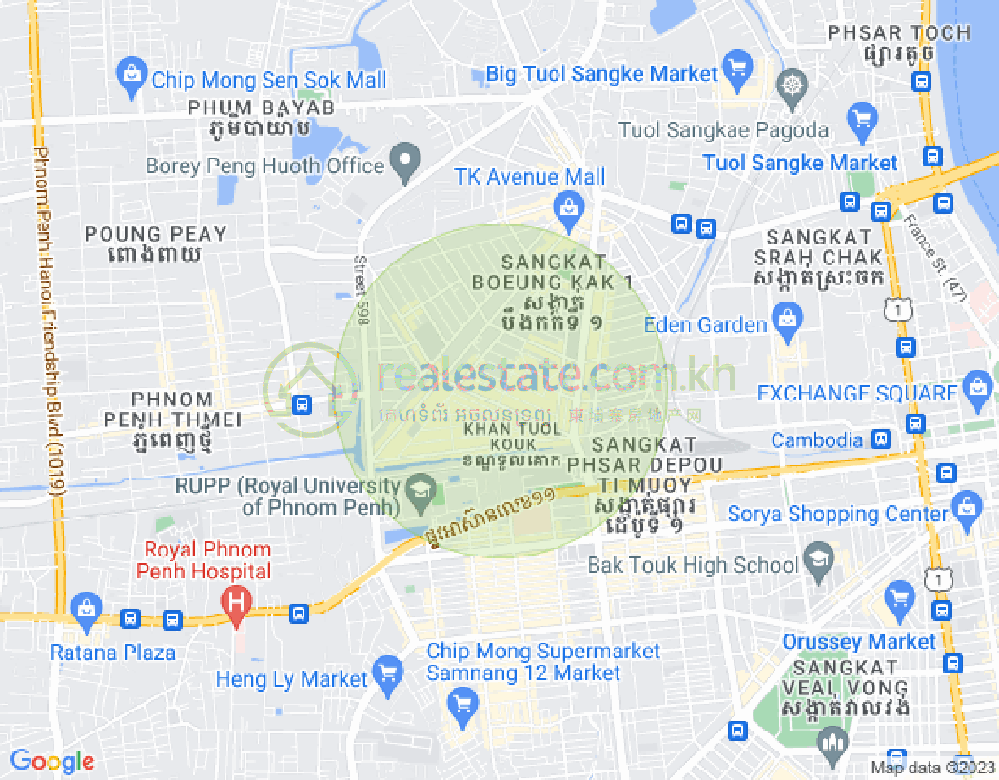 Mapa: Boeung Kak 2, Toul Kork, Phnom Penh