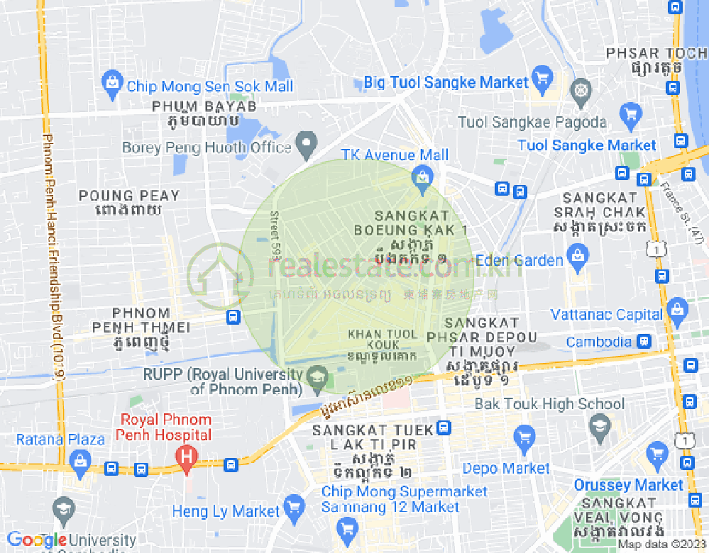Mapa: Boeung Kak 2, Toul Kork, Phnom Penh