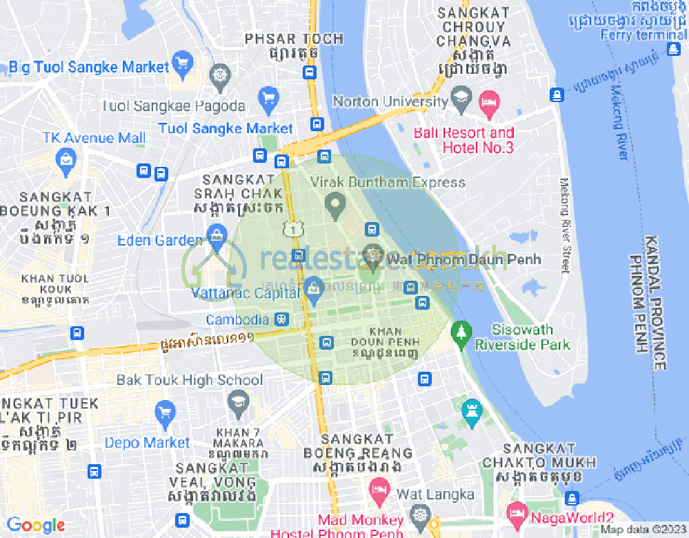 Mapa: Wat Phnom, Daun Penh, Phnom Penh