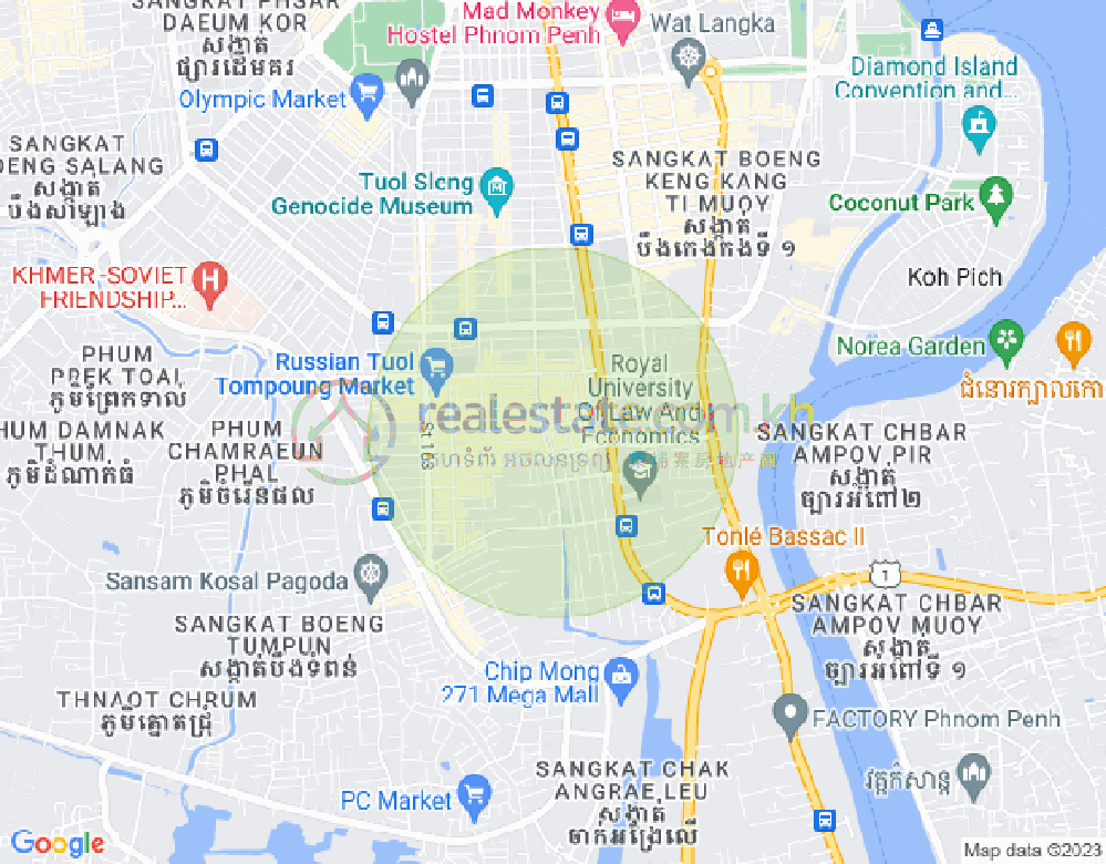 Mapa: Boeung Trabek, Chamkarmon, Phnom Penh