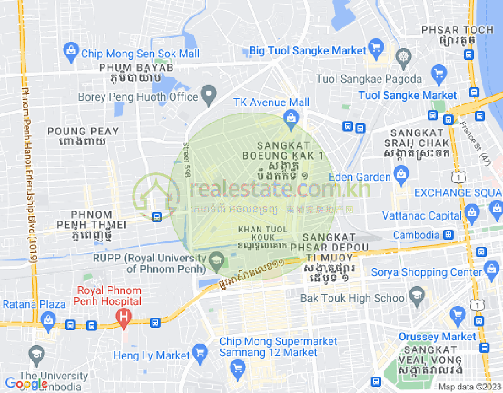 Mapa: Boeung Kak 2, Toul Kork, Phnom Penh