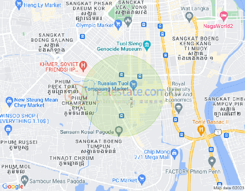 Map of Toul Tum Poung 1, Chamkarmon, Phnom Penh