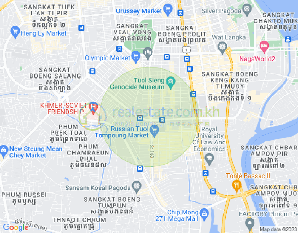 Boeung Prolit구역, 마카라구, 프놈펜 지도