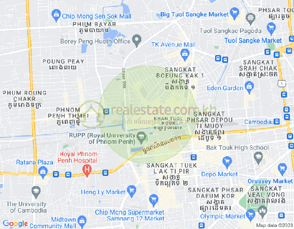 602, ブンカック2, トゥールコーク, プノンペンの地図